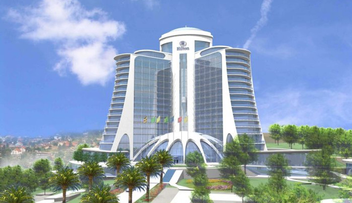 Hilton hotel exterior in Kampala